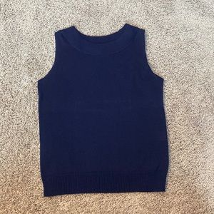 Talbots Petites Size S 100% Silk Navy Sleeveless Sweater